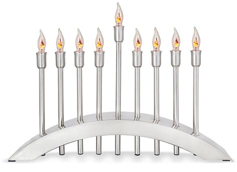 heavy stainless steel menorah in box|Menorah Judaica .